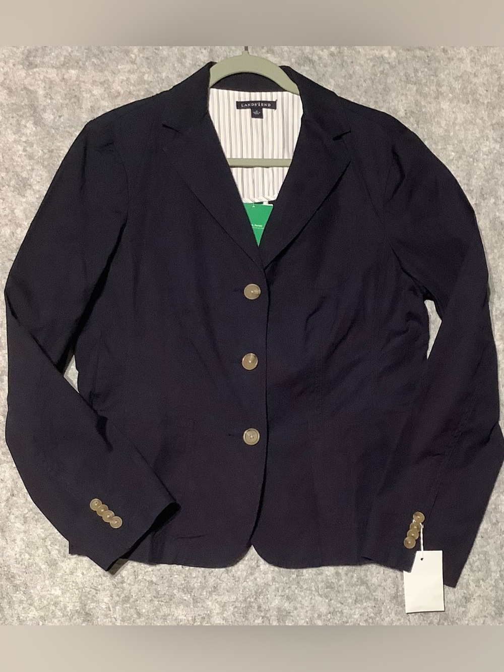 Lands' End Navy Single-Breasted Women's Blazer with Gold Buttons